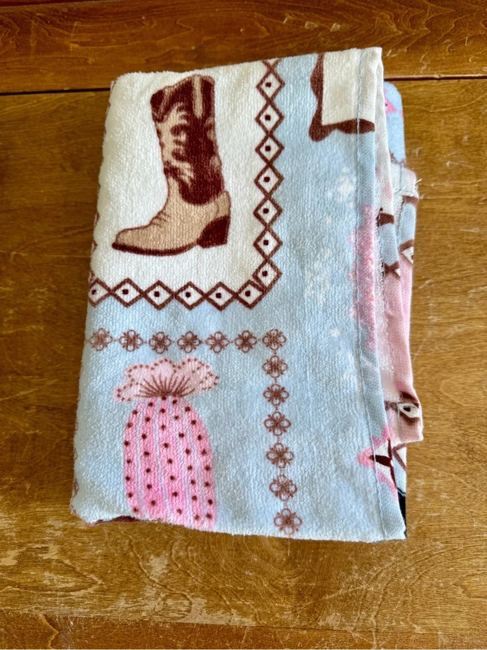 Wrangler set of 2 Howdy Horse Cotton Hand Towel - Cream & Brown